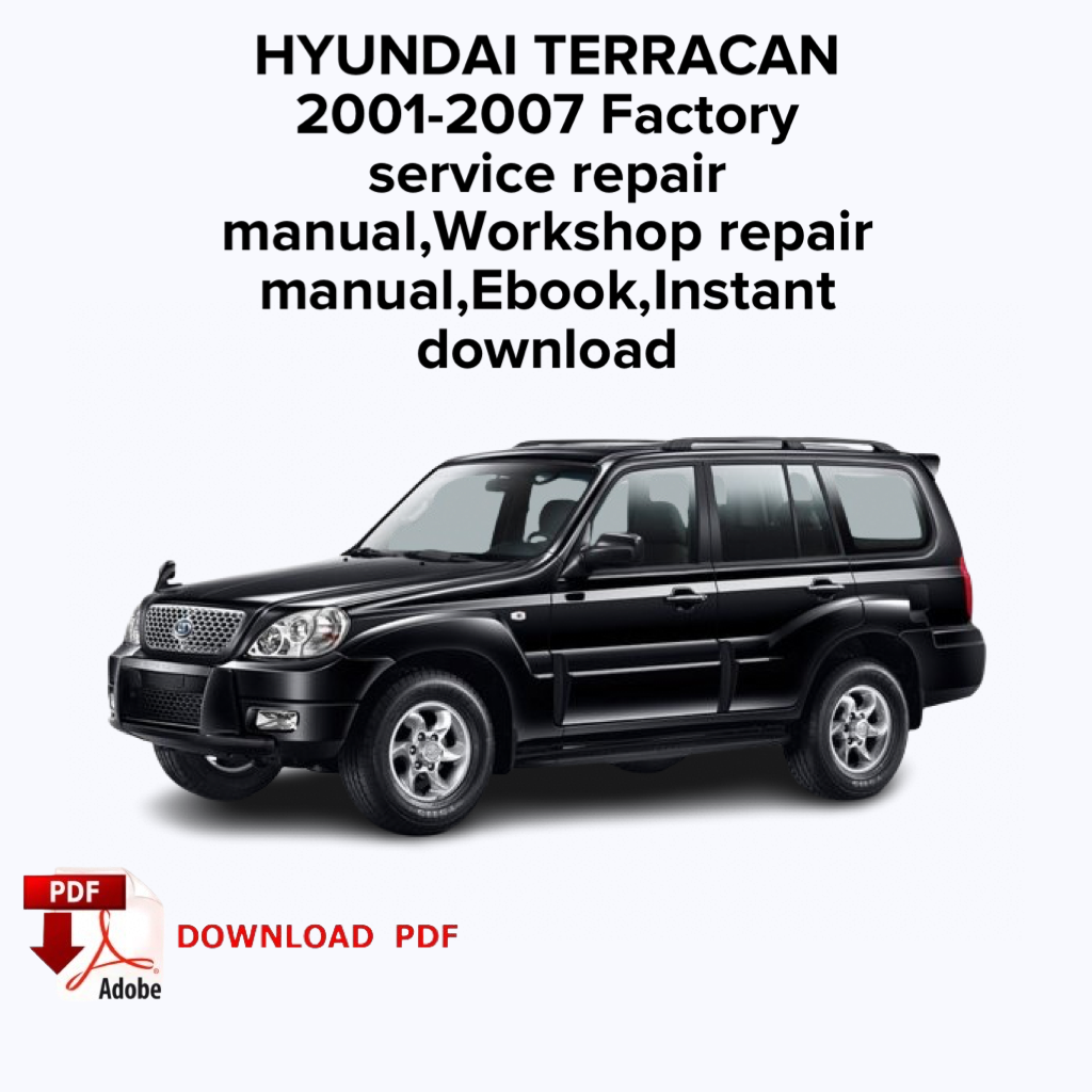 Hyundai Terracan
2001,2002,2003,2004,2005,2006,2007 Factory service repair manual, Workshop repair manual, Ebook,Instant download